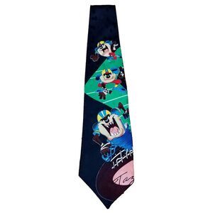 Vintage Looney Tunes Neck Tie Taz Football NFL Sports‎ Black 1995 90s